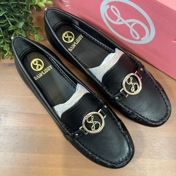 Sam & Libby Womens Lanie Logo Driver Loafers Black Size 9 - Picture 2 of 9